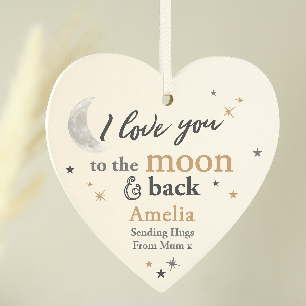 Personalised To the Moon and Back... Wooden Heart Decoration | Hanging Decorations & Signs