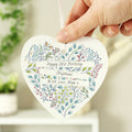 Personalised Botanical Scroll Wooden Heart Decoration | Hanging Decorations & Signs | Inspired Creative Gifts