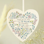 Personalised Botanical Scroll Wooden Heart Decoration | Hanging Decorations & Signs | Inspired Creative Gifts