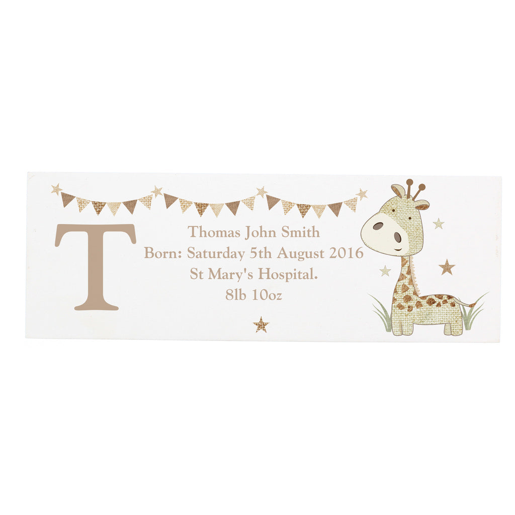 Personalised Hessian Giraffe Wooden Mantel Decoration | Hanging Decorations & Signs | Christmas Gift