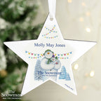 Personalised The Snowman and the Snowdog Wooden Star Decoration for Christmas