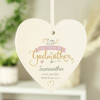 Personalised I Am Glad... Godmother Wooden Heart Decoration | Mother's Day Gift