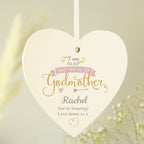 Personalised I Am Glad... Godmother Wooden Heart Decoration | Mother's Day Gift