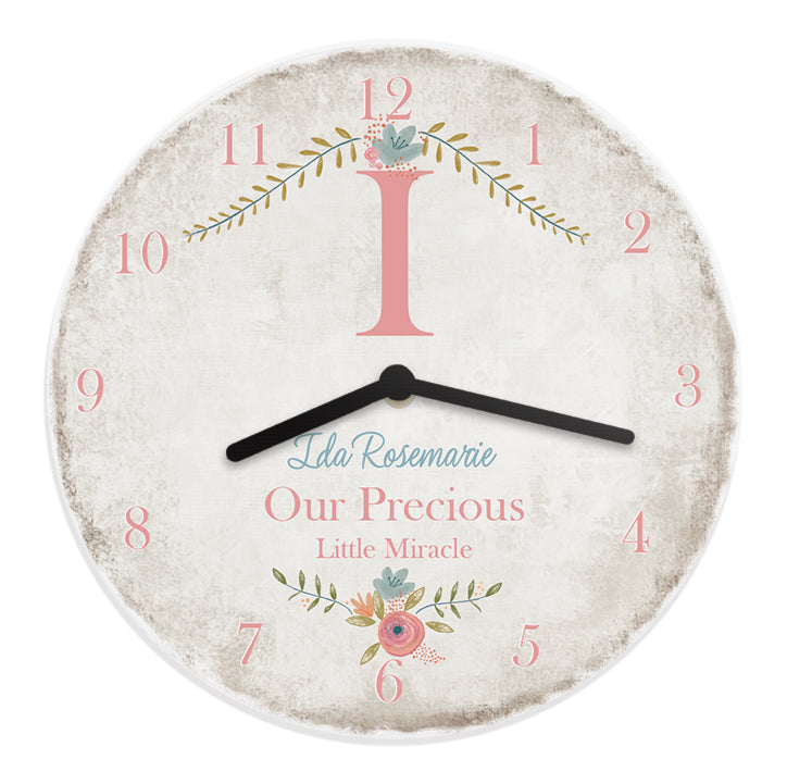 Personalised Floral Bouquet Shabby Chic Large Wooden Clock - Clocks & Watches - Inspired Creative Gifts