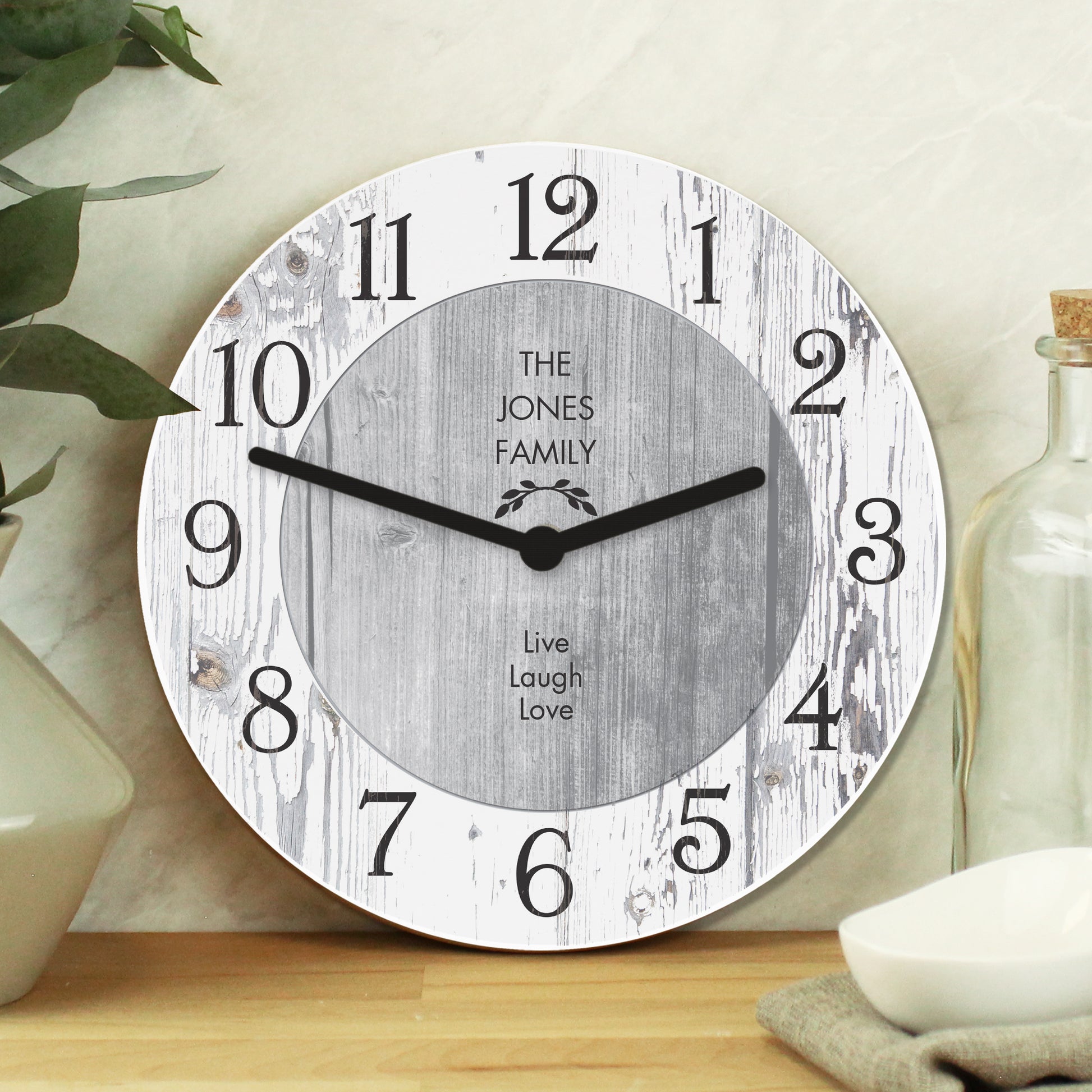 Personalised Any Message Shabby Chic Large Wooden Clock - Clocks & Watches - Inspired Creative Gifts