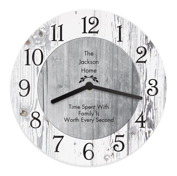 Personalised Any Message Shabby Chic Large Wooden Clock - Clocks & Watches - Inspired Creative Gifts