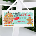 Personalised Gingerbread House Santa Stop Here Wooden Sign for Christmas