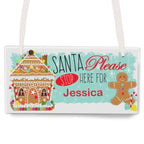 Personalised Gingerbread House Santa Stop Here Wooden Sign for Christmas