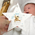 Personalised Boofle Its a Boy Wooden Star Decoration for New Baby
