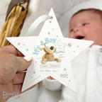 Personalised Boofle Its a Boy Wooden Star Decoration for New Baby
