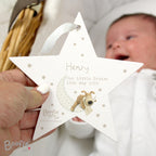 Personalised Boofle Baby Wooden Star Decoration | Christmas Gift