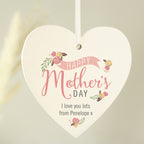 Personalised Floral Bouquet Mother's Day Wooden Heart Decoration | Hanging Decorations & Signs | Mother's Day Gift