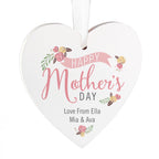 Personalised Floral Bouquet Mother's Day Wooden Heart Decoration | Hanging Decorations & Signs | Mother's Day Gift