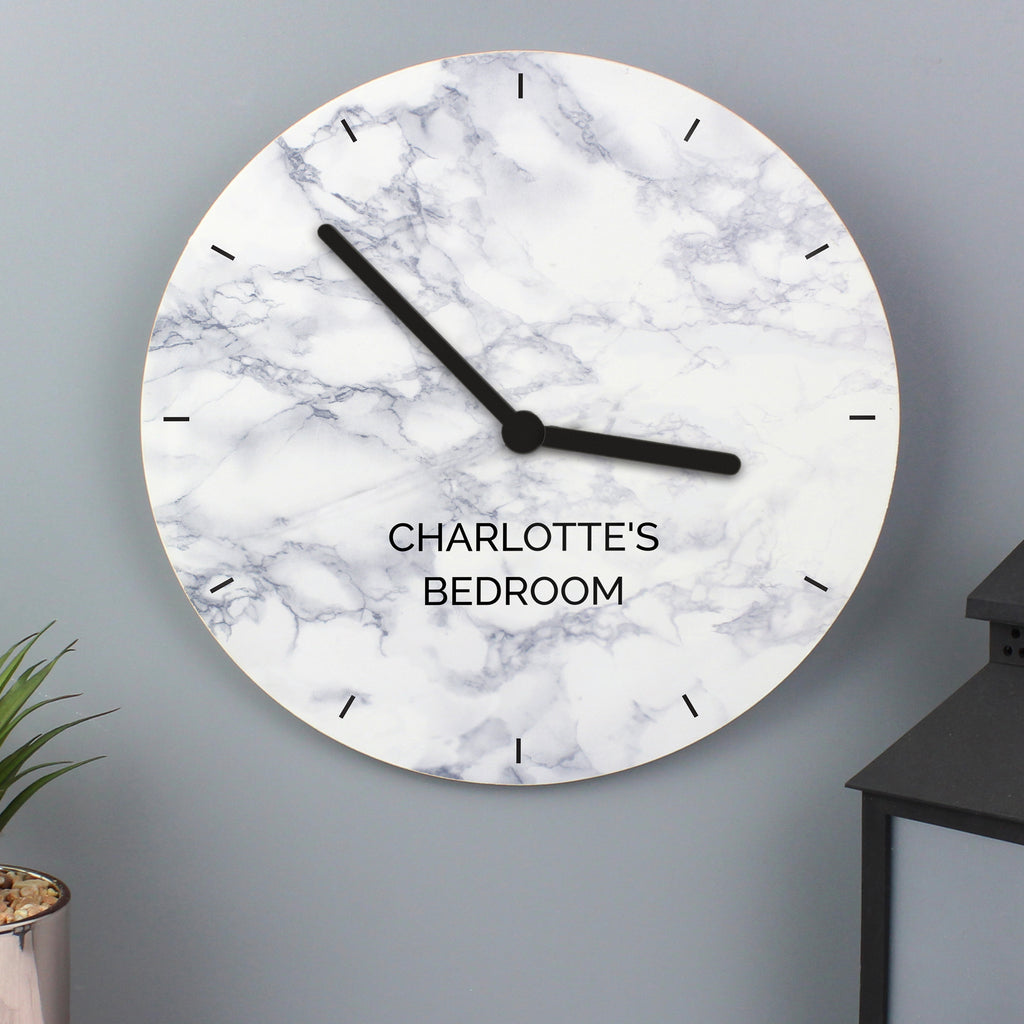Personalised Marble Effect Wooden Clock - Clocks & Watches - Inspired Creative Gifts