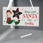 Personalised Elf Christmas Chalk Countdown Wooden Sign | Christmas Gift