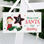 Personalised Elf Christmas Chalk Countdown Wooden Sign | Christmas Gift