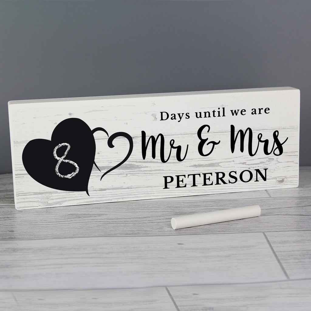 Personalised Rustic Chalk Countdown Wooden Mantel Decoration for Wedding