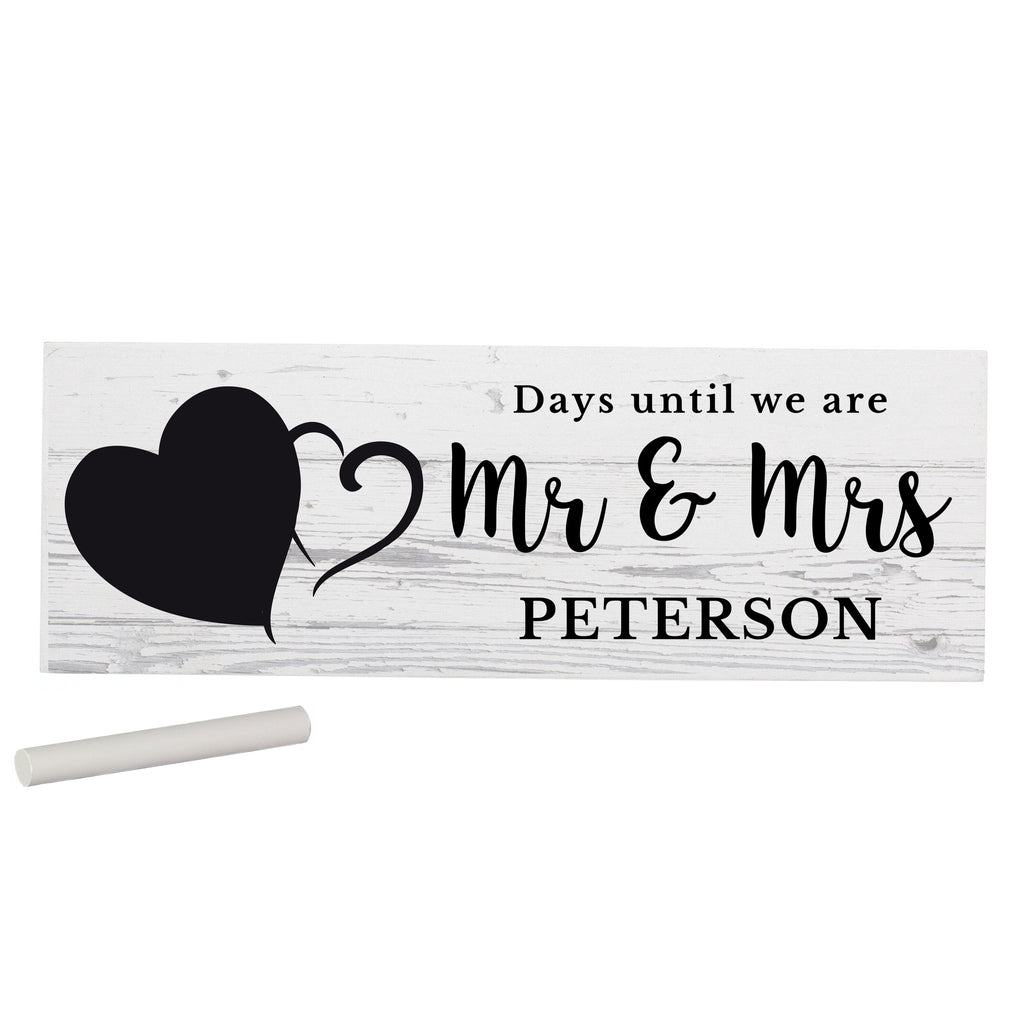 Personalised Rustic Chalk Countdown Wooden Mantel Decoration for Wedding