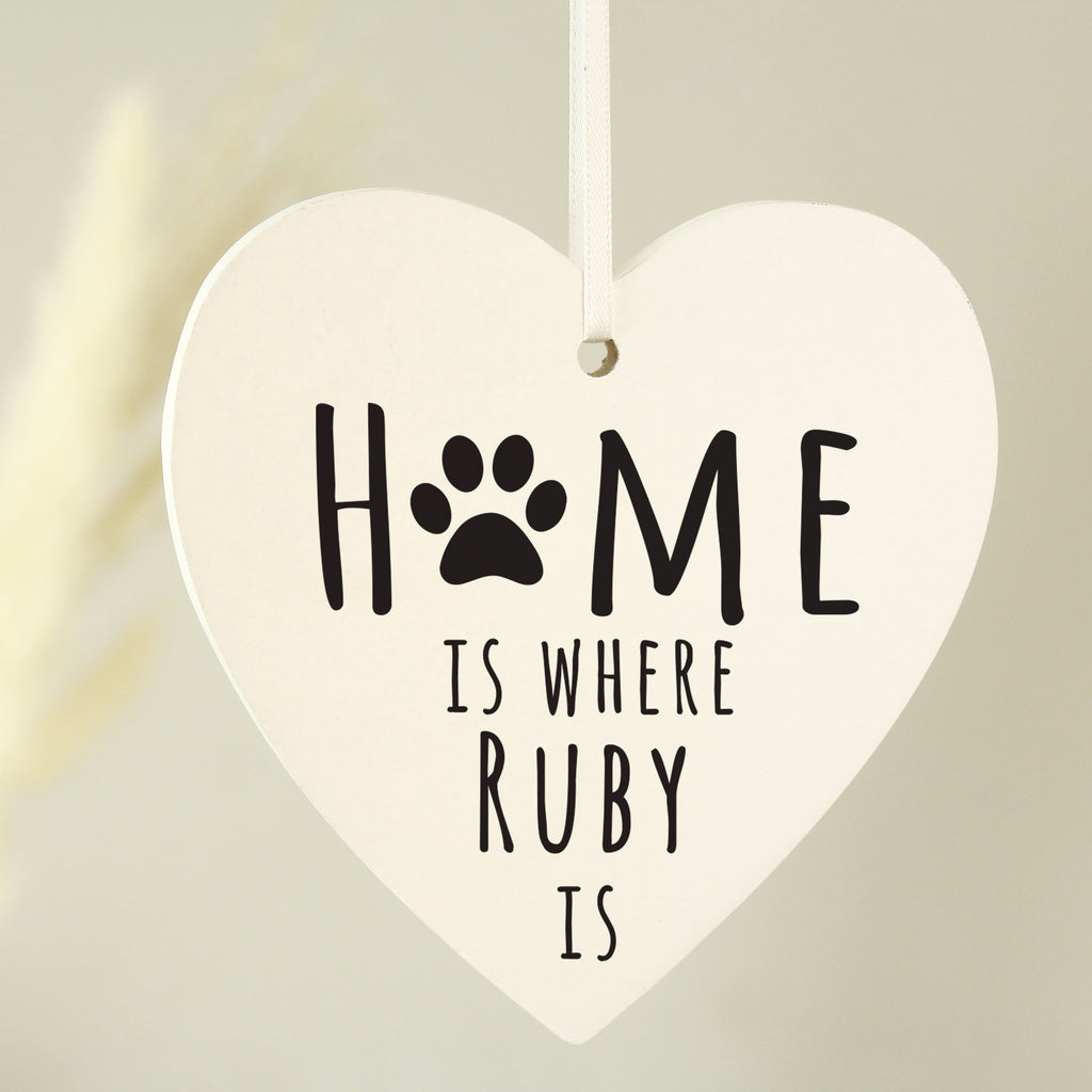 Personalised 'Home is Where' Pet Wooden Heart Decoration | Hanging Decorations & Signs | Inspired Creative Gifts