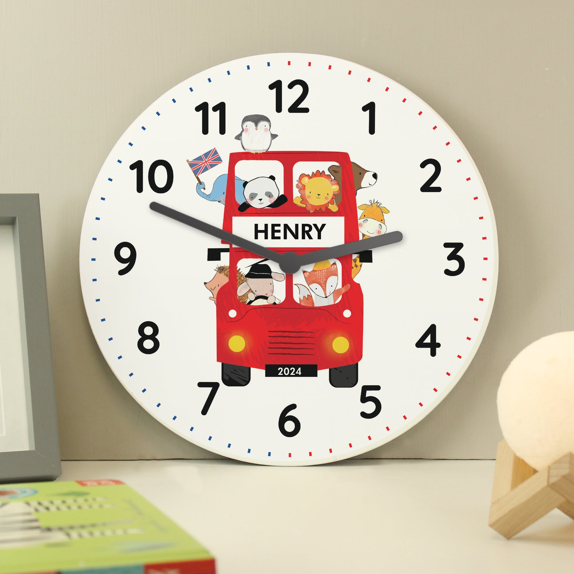 Personalised London Animal Bus Wooden Clock - Clocks & Watches - Inspired Creative Gifts