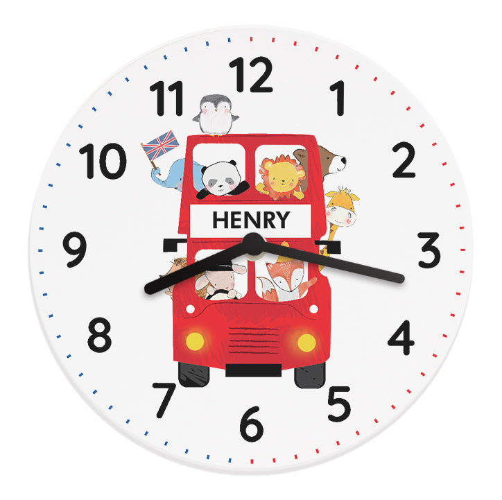 Personalised London Animal Bus Wooden Clock - Clocks & Watches - Inspired Creative Gifts