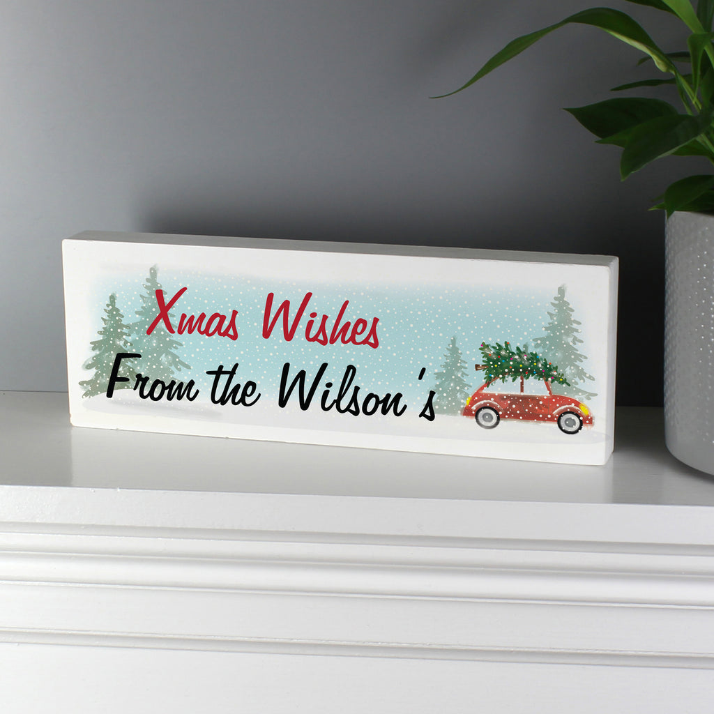 Personalised Driving Home For Christmas Wooden Mantel Decoration | Hanging Decorations & Signs | Christmas Gift