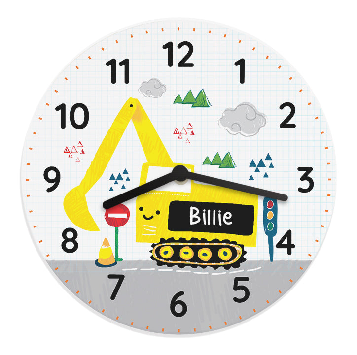 Personalised Digger Wooden Clock - Clocks & Watches - Inspired Creative Gifts