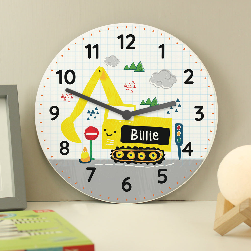 Personalised Digger Wooden Clock - Clocks & Watches - Inspired Creative Gifts