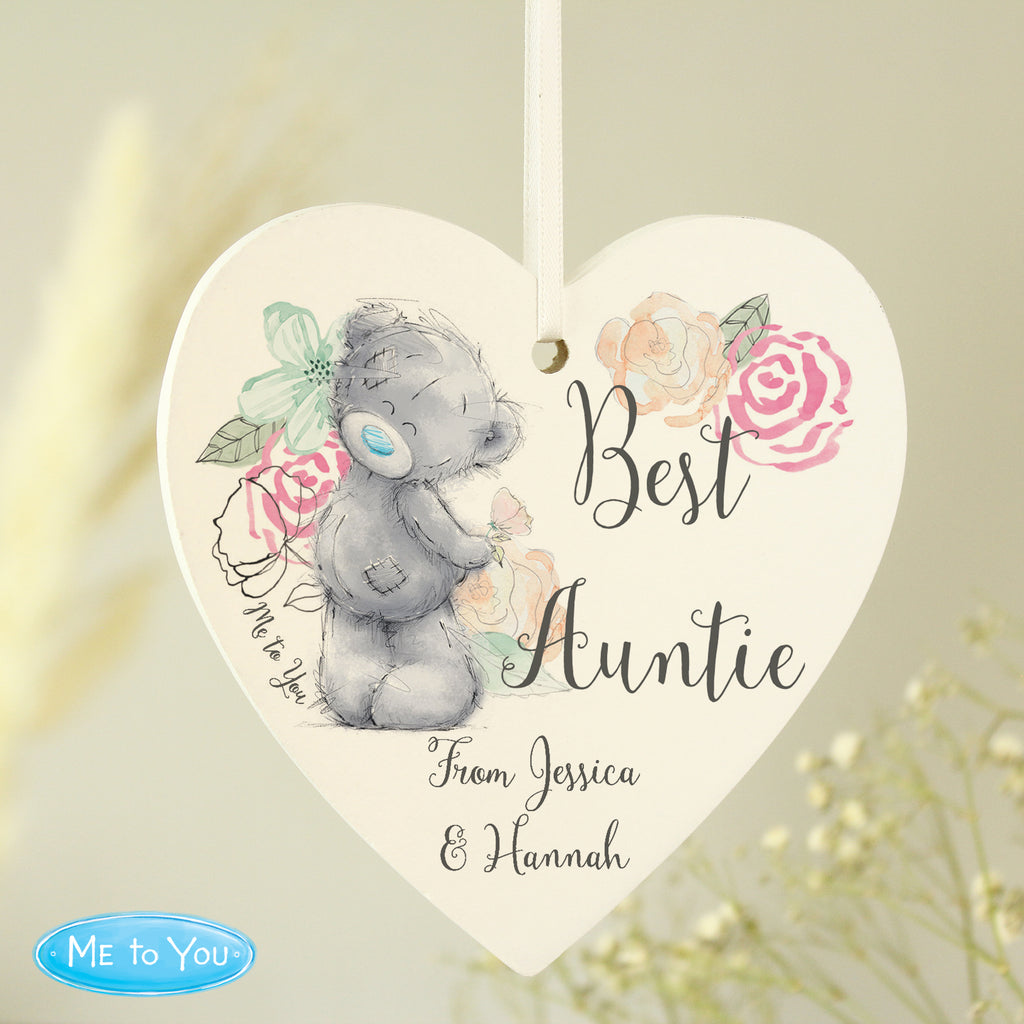 Personalised Me to You Floral Wooden Heart Decoration | Hanging Decorations & Signs
