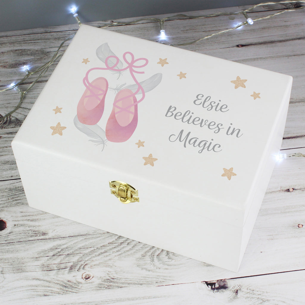 Personalised Swan Lake Ballet White Wooden Keepsake Box for Birthday