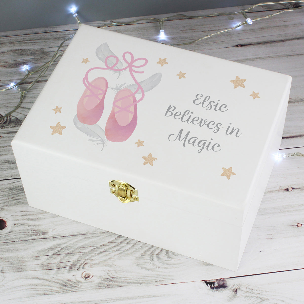 Personalised Swan Lake Ballet White Wooden Keepsake Box for Birthday