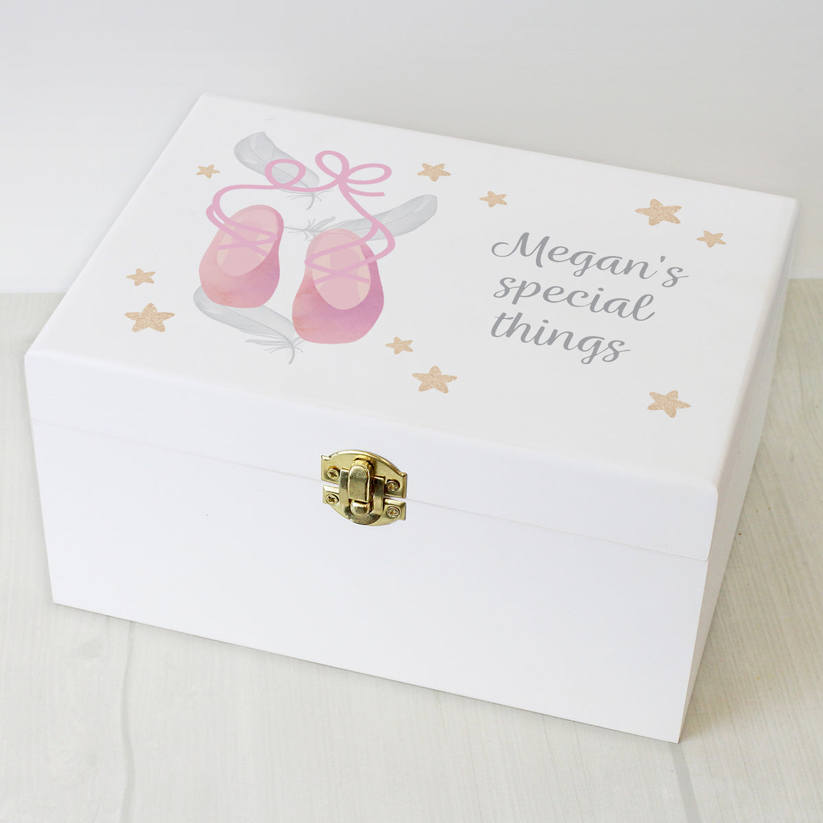 Personalised Swan Lake Ballet White Wooden Keepsake Box for Birthday
