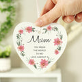 Personalised Floral Sentimental Wooden Heart Decoration | Gift for Her