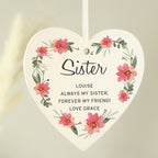Personalised Floral Sentimental Wooden Heart Decoration | Gift for Her
