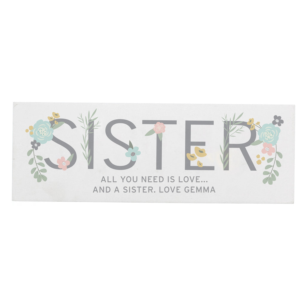 Personalised Floral Sister Wooden Mantel Decoration | Hanging Decorations & Signs | Mother's Day Gift