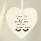 Personalised Eyelash Wooden Heart Decoration | Wedding Gift
