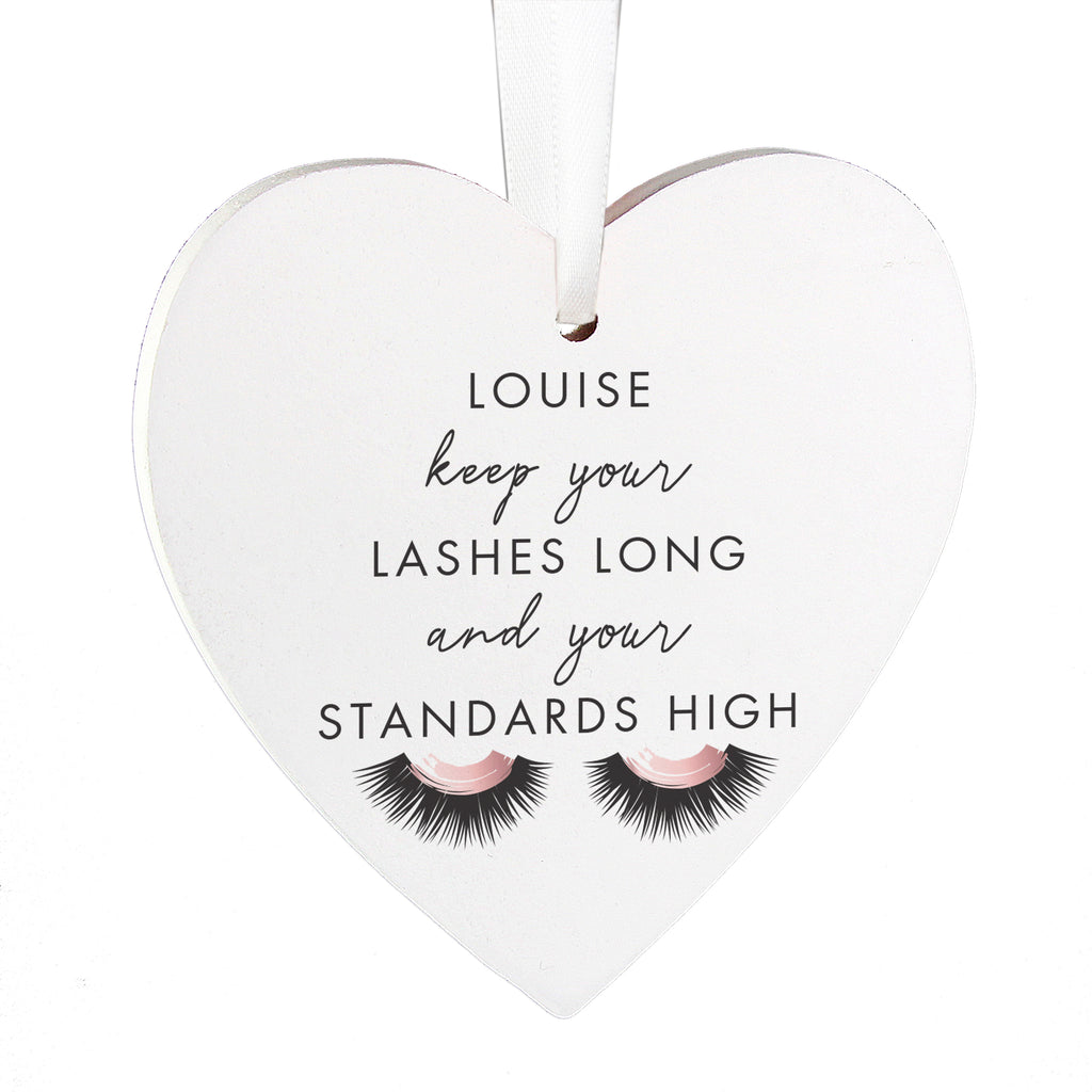 Personalised Eyelash Wooden Heart Decoration | Wedding Gift