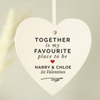 Personalised Together Is My Favourite Place Wooden Heart Decoration | Hanging Decorations & Signs | Inspired Creative Gifts