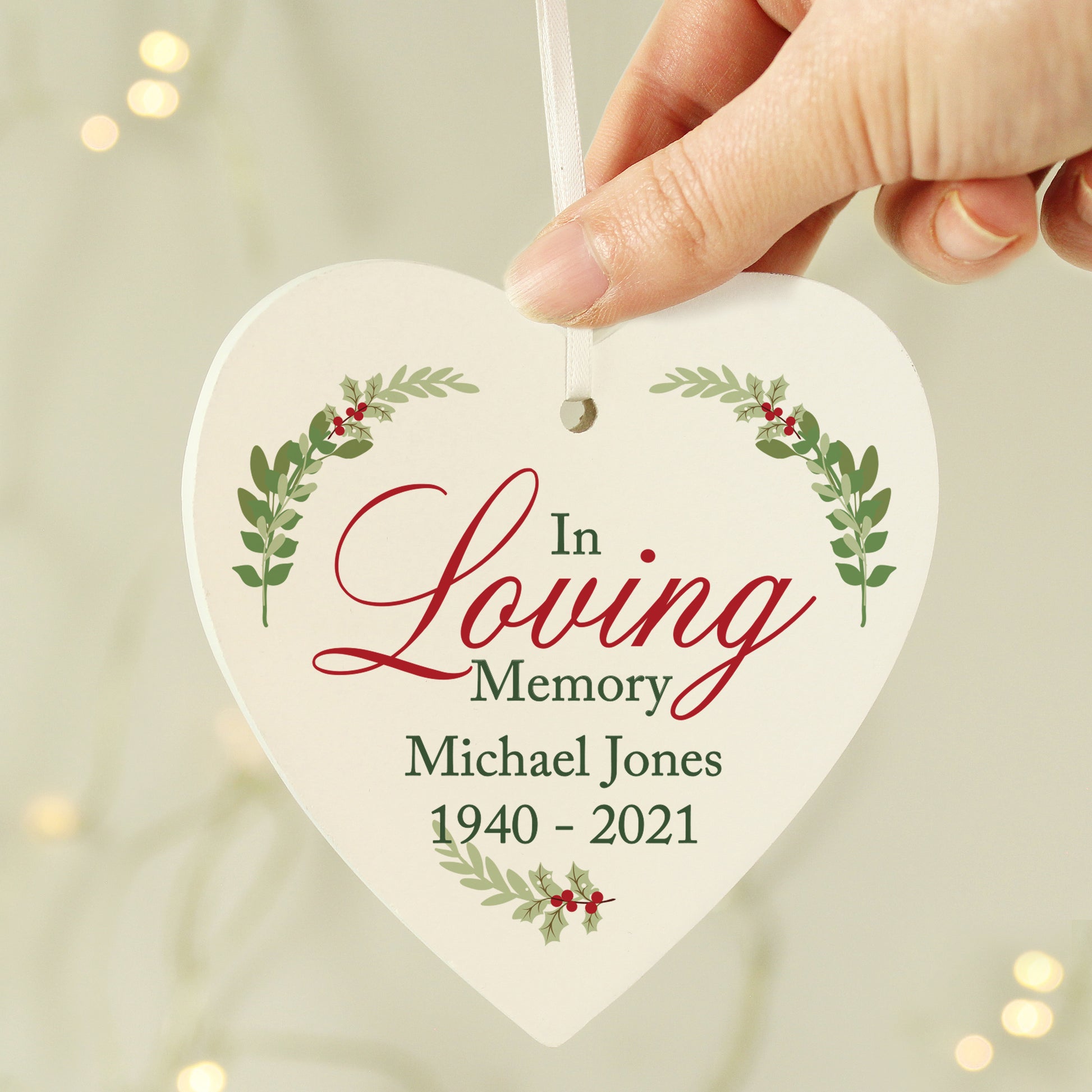 Personalised In Loving Memory Wooden Heart Decoration -  - Inspired Creative Gifts