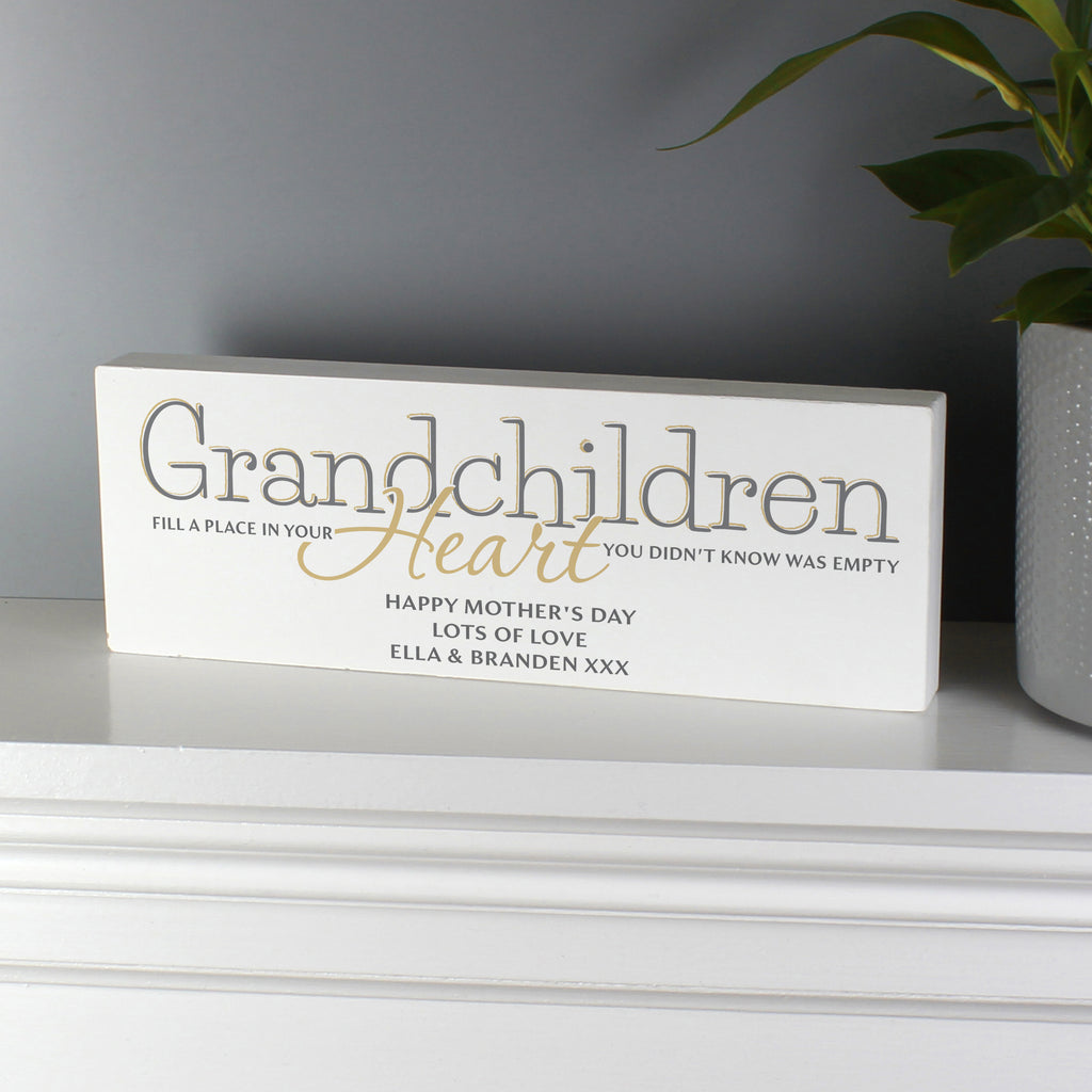 Personalised Grandchildren Wooden Mantel Decoration | Christmas Gift