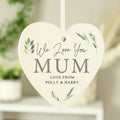 Personalised Botanical Script Wooden Heart Decoration | Hanging Decorations & Signs | Mother's Day Gift
