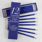 Personalised 12 Reasons Box and 12 Blue HB Pencils | Valentine's Day Gift