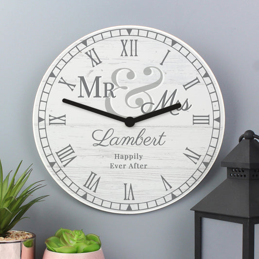 Personalised Mr & Mrs Wooden Clock - Inspired Creative Gifts