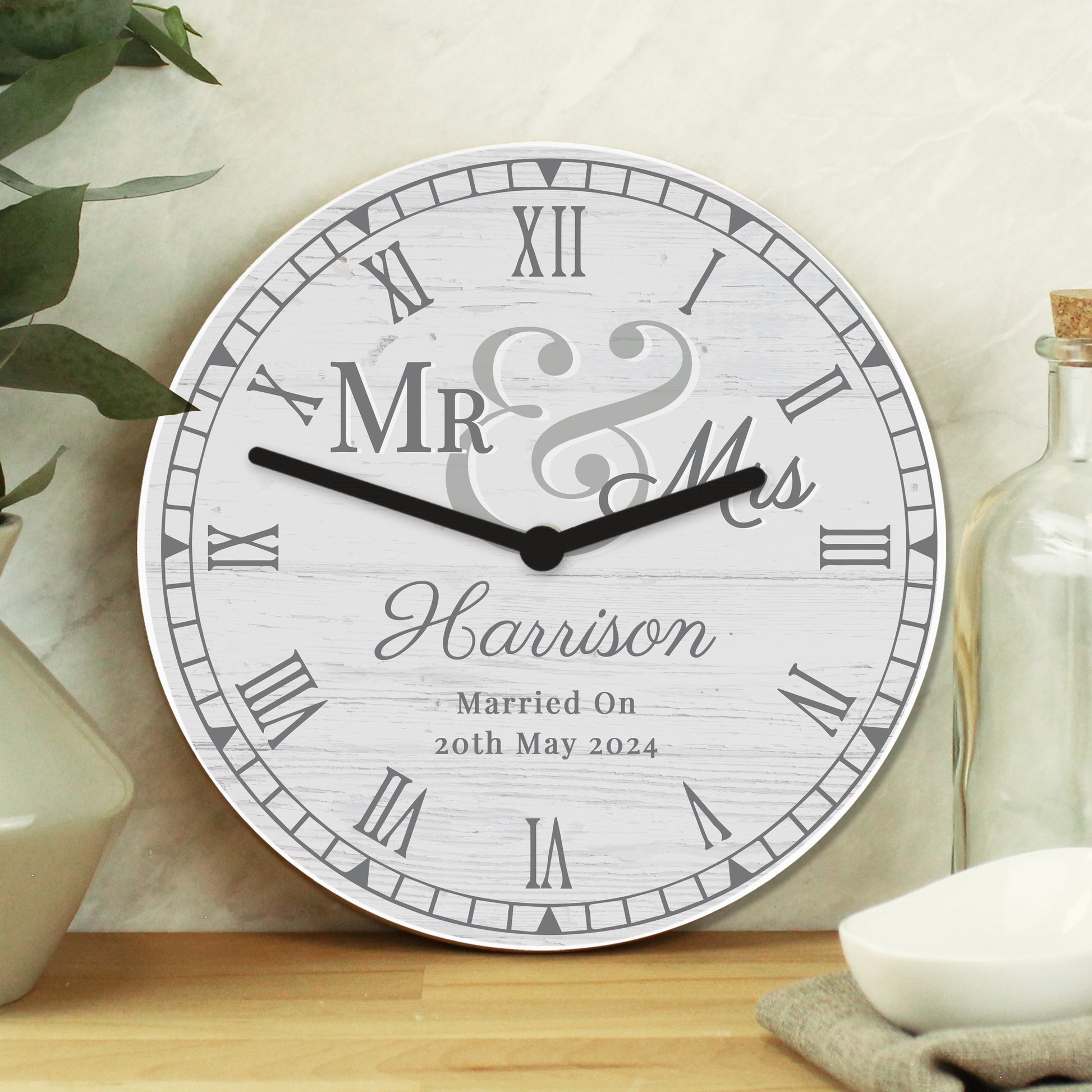 Personalised Mr & Mrs Wooden Clock - Inspired Creative Gifts