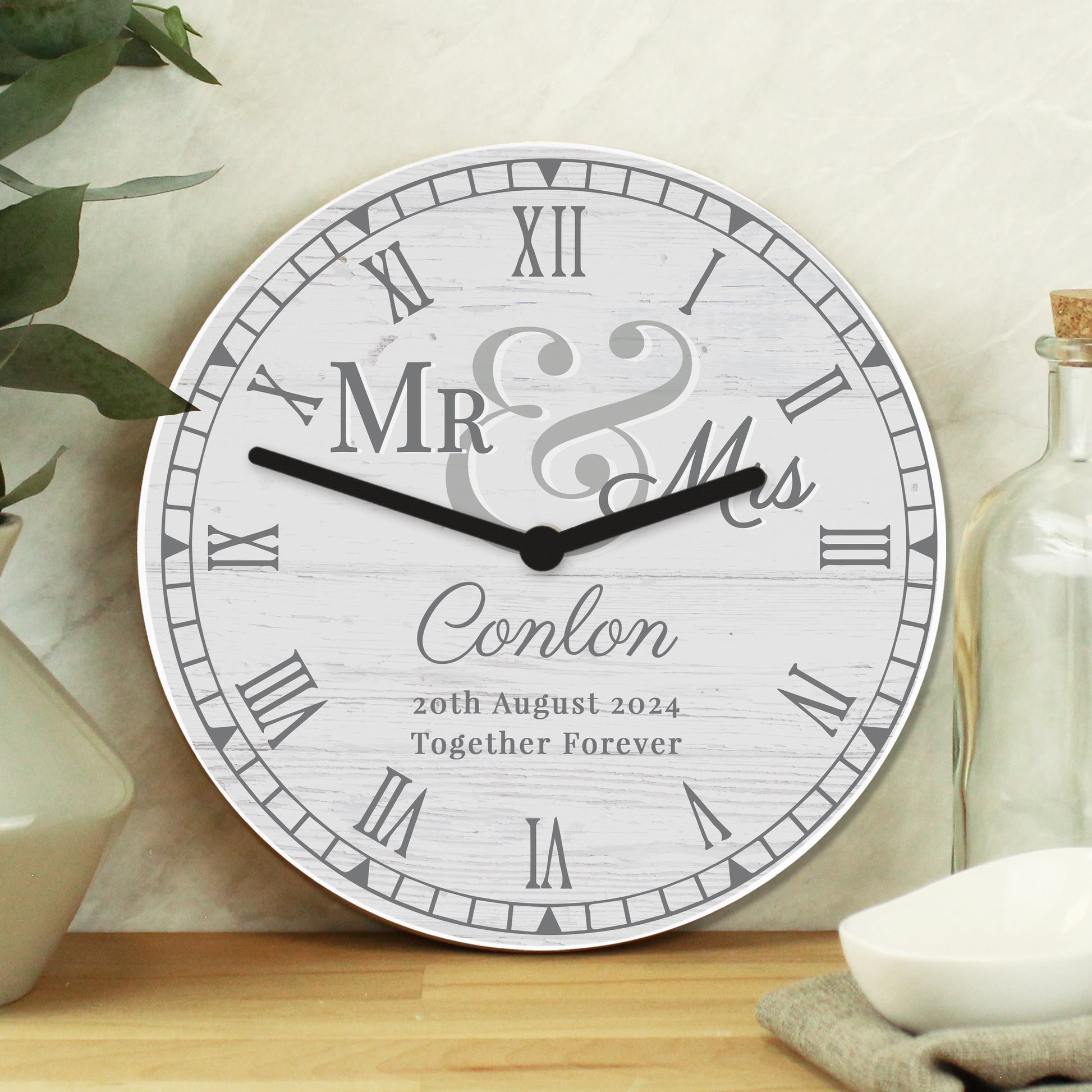 Personalised Mr & Mrs Wooden Clock - Inspired Creative Gifts