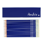 Personalised Star Box and 12 Blue HB Pencils | Stationery & Pens | Christmas Gift
