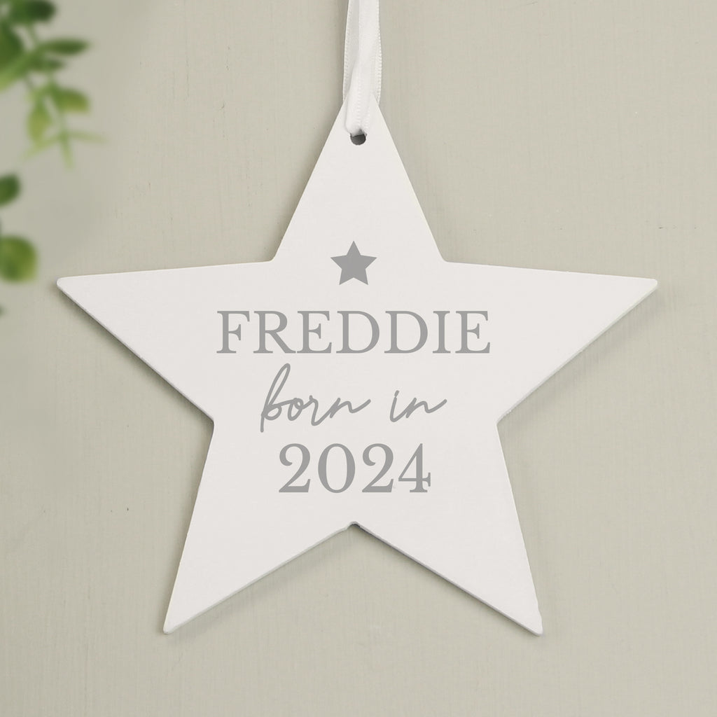 Personalised Born In Wooden Star Decoration | Hanging Decorations & Signs | Inspired Creative Gifts