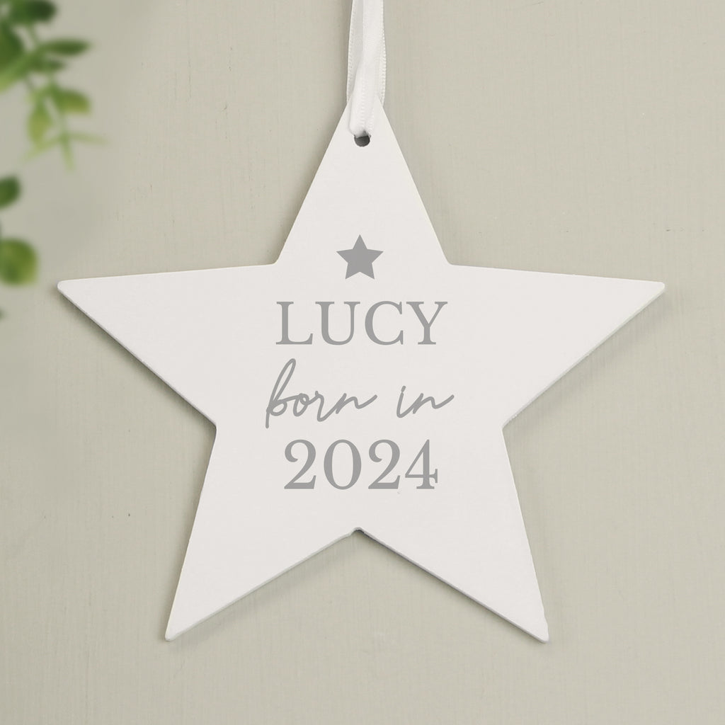Personalised Born In Wooden Star Decoration | Hanging Decorations & Signs | Inspired Creative Gifts