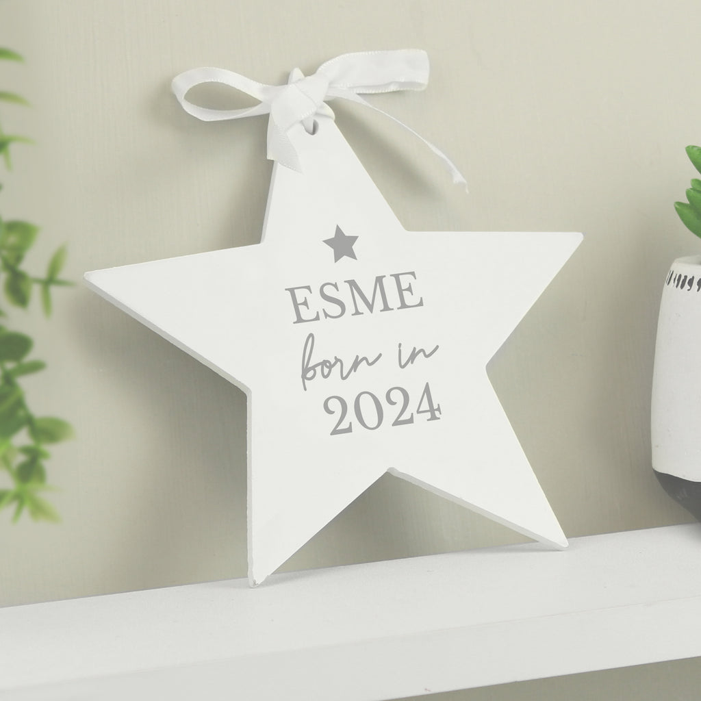 Personalised Born In Wooden Star Decoration | Hanging Decorations & Signs | Inspired Creative Gifts