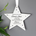 Personalised Miss You Beyond The Stars Wooden Star Decoration for Christmas